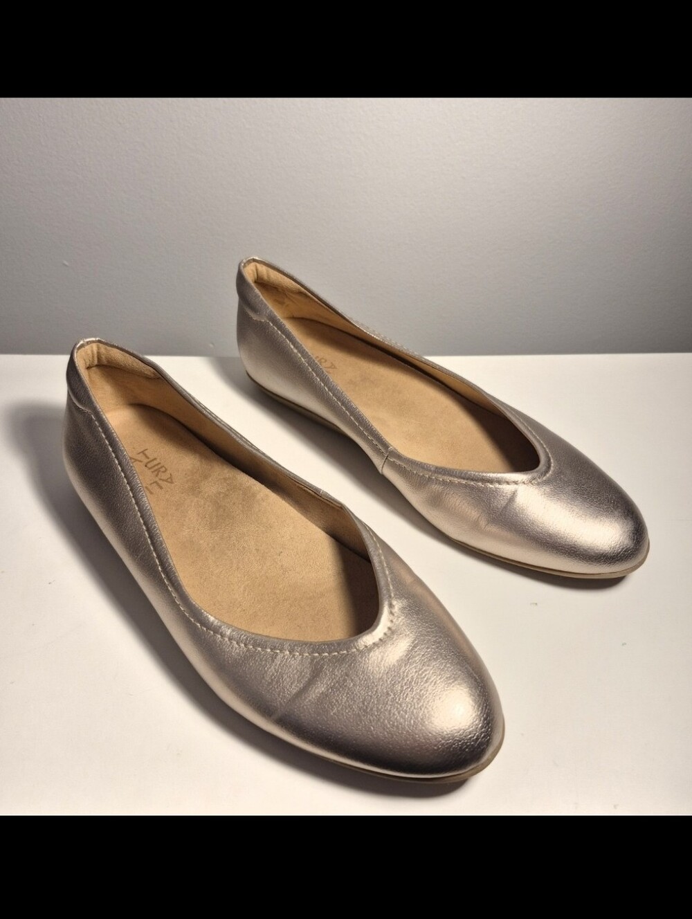 Naturalizer WIDE Vivienne Almond Toe Metallic Flats - 9W